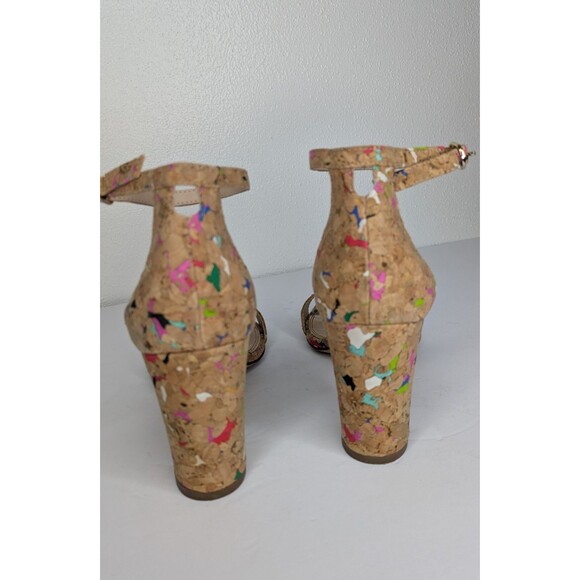 Kelly & Katie Hailee Sandals Block Heel Speckled Cork Size 7 Feminine Coquette - Picture 4 of 9